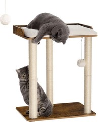 26.7in Cat Tree Tower Condo with Sisal Scratch Post Rustic Brown New