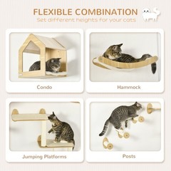 PawHut Unique Cat Tree Made From Shelves 10 Levels More Height Wall-Mounted