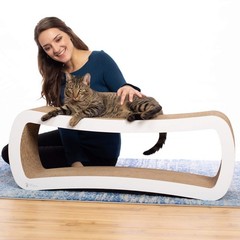 PetFusion Jumbo Cat Scratcher Lounge, White. 39 x 11 x 14 inch 4 Cardboard Sc…