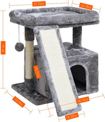Small Cat Tree for Indoor Cats，Cat Tower with Scratching Post and Board，Cat Hous
