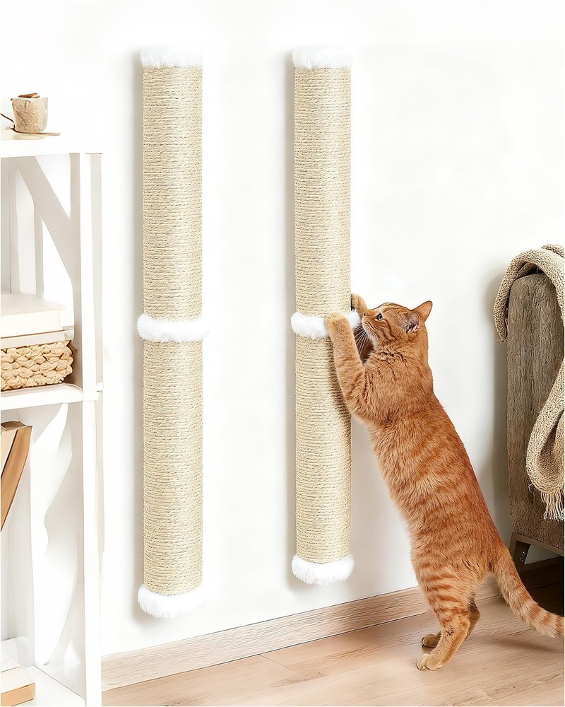 Aechonow 68″ Cat Wall Scratcher, 2-Pcs of 34inch Tall Sisal Scratching Post, …