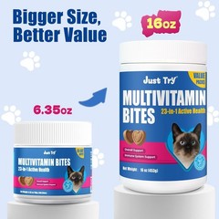 Just Try 23 in 1 Taurine for Cats Vitamins Treats with L-Lysine for Immune, Join