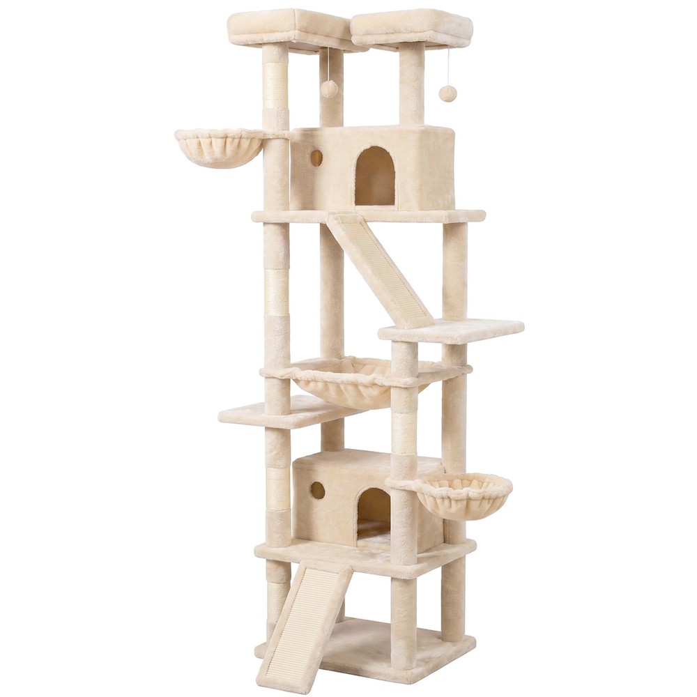 81-Inch Cat Scratch Tower for Large Cats, Multi-Level Heavy Duty Cat Tree