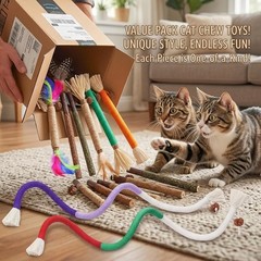 Interactive 12PCS Catnip Chew Toys for Indoor Cats – Dental Health Included