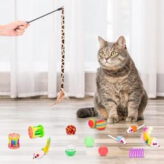 Retro Shaw Cat Toys Pack 33 Pcs, Interactive Kitten Toys for Indoor Cats Kitty w