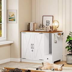 Hideaway Cat Litter Box Cabinet: Modern Double Door Unit with Convenient Drawer