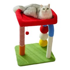 2-in-1 U-Shaped Cat Tree Tower with Scratching Post, Sisal Toy Ball, and Perch