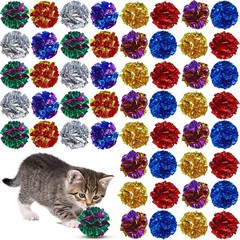 Jexine 104 Pcs Cat Crinkle Ball Bulk Toys 1.69” Multiple Colors