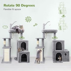 Globlazer Cat Tower for Indoor Adult Cats, 50-inch Heavy 50 inch, Light Grey