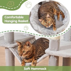 Taoqimiao MS042W Cat Tree,66-inch Large Cat Tower with Scratching Posts, Luxu…