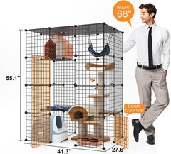 Oneluck Extra Large Cat Cage 55 Inch 4-Tier Catio DIY Enclosure
