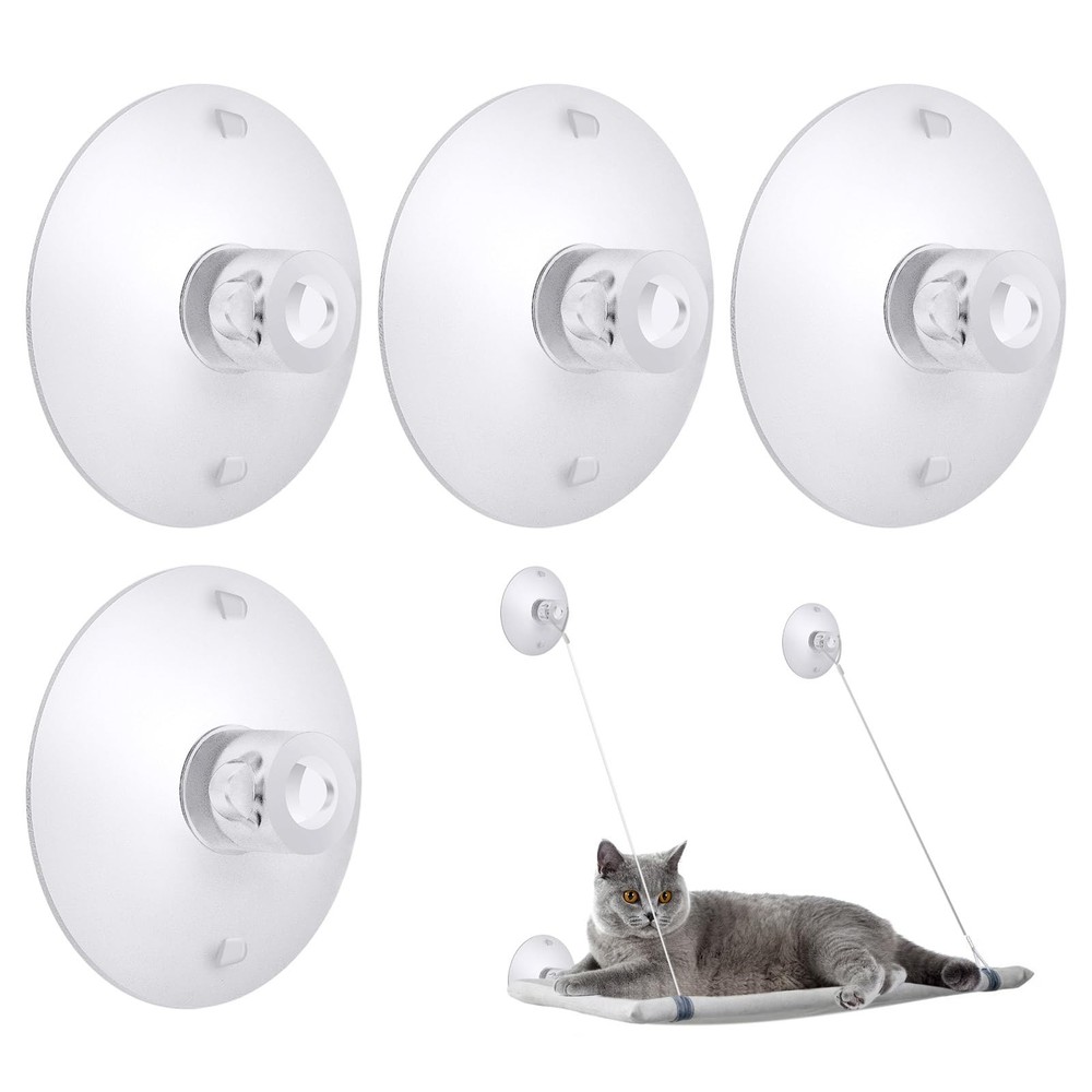 4 Pieces Cat Window Perch Suction Cup Powerful Bed 3.3 inches, Clear