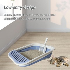Senior Cat Litter Boxes Collapsible Open Low Entry Cat Litter Pan with Scoop