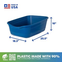 Open Top Plastic Cat Litter Box Cat Litter Pan Large Cats Giant