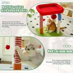 2-in-1 U-Shaped Cat Tree Tower with Scratching Post, Sisal Toy Ball, and Perch