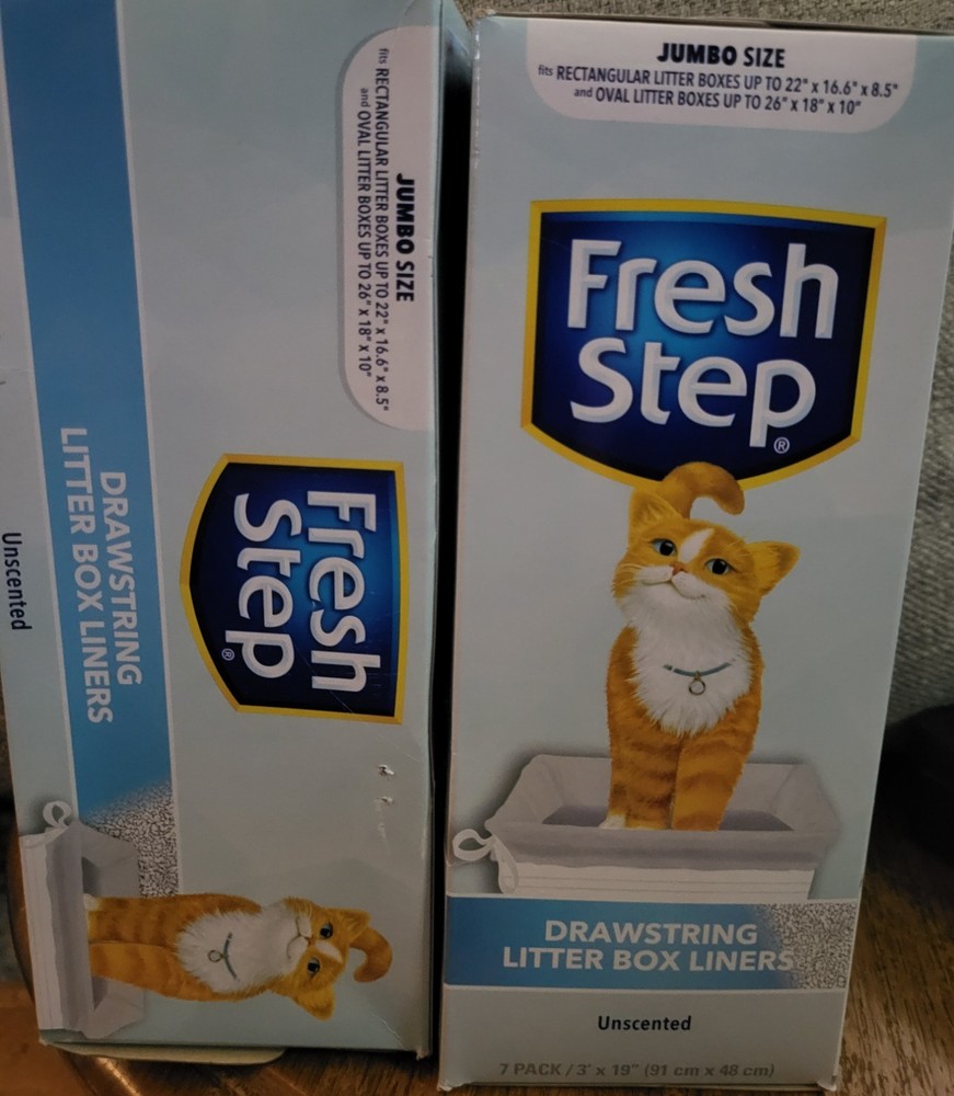Fresh Step Drawstring Cat Litter Box Liners Unscented Jumbo Pet LOT of TWO