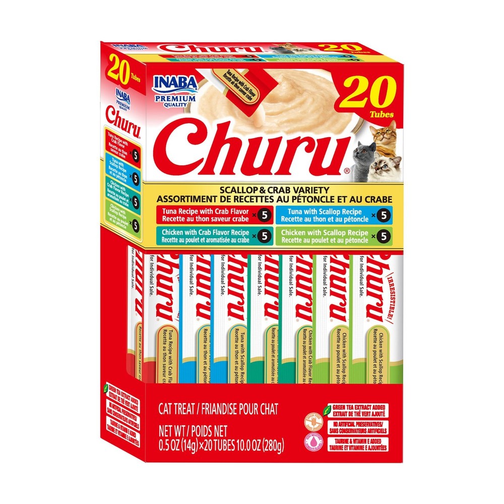 INABA Churu Cat Treats, Lickable, Squeezable Creamy 1 Count (Pack of 20)