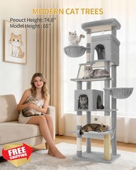 Hzuaneri Cat Tree Light Grey 75 Inch