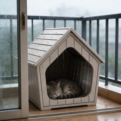 Outdoor Cat House Durable Resin Shelter with Air Vents Waterproof Easy To Clean