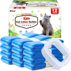 12 Pack Cat Litter Refill Bags, 100% Odor Lock Compatible with Litter Genie Xl/P