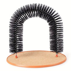 Cat Toy Arch Self Groome Pamper Feline with a Massage Grooming Rubbing Brush wit