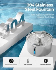 Cat Water Fountain Stainless Steel 3.2L/108oz, Invengo Automatic Pet Fountain…