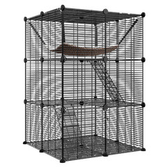Cat Cage 3 Tier Indoor Cat House Cat Crate with Extra Large Hammock for 1-2 Cats
