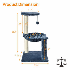 Vibrant Life 3-Level Cat Tower with Hammock, Blue, 26.7″