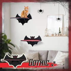 Cat Shelves Wall Halloween Bat Floating Gothic Bed W/ Coffin Scratching Board