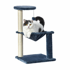 Vibrant Life 3-Level Cat Tower with Hammock, Blue, 26.7″