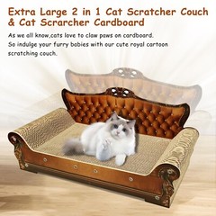 Luxury Cardboard Cat Scratcher Sofa Bed, Couch Shaped Cat Scratching Board, C…