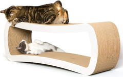 Jumbo Cat Scratcher Lounge, White. 39 X 11 X 14 Inch 4 Cardboard Scratching Surf