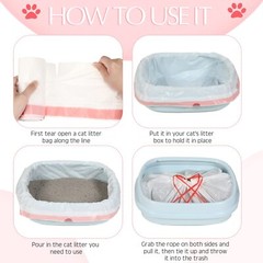 30 Count Large Cat Litter Box Liners Drawstring Kitty Litter Pan Box Liners H…