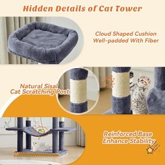 DUMOS Large 66 Inch Cat Tree Tower Multi Level Climbing Furniture