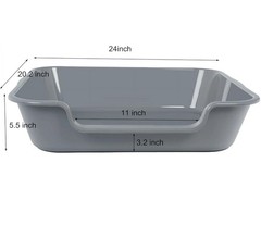 1 Extra-Large Cat Litter Box (ABS Plastic),Low-Entry Senior Cat Litter Box Grey