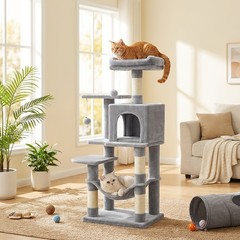 44″/66″ Cat Tree Tower w/ Hammock, Condo & Sisal Scratching Posts