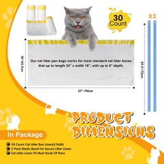 Jumbo Cat Litter Box Liners 37″ x 18″,30 Count Jumbo Extra Thick With 3 Mil C…