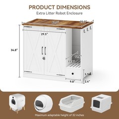 Hideaway Cat Litter Box Cabinet: Modern Double Door Unit with Convenient Drawer