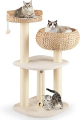 Modern Cat Tree, Tall Cat Tower with Natural Sisal Scratching Post, Hand-Made Wi