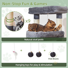 71 Inches Cat Tree for Large Cats 20Lbs+, 3 Giant Perches, Multi-Level Cat Tree