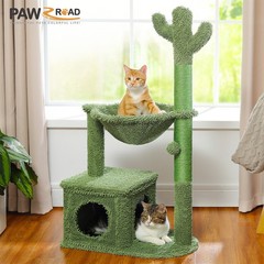 PAWZ Road 44″ Cactus Cat Tree Tower Scratching Post w/Big Hammock Cozy Condo Toy