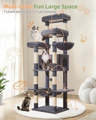 71 Inches Cat Tree for Large Cats 20lbs+, 3 Giant Perches, Multi-Level Cat Tr…