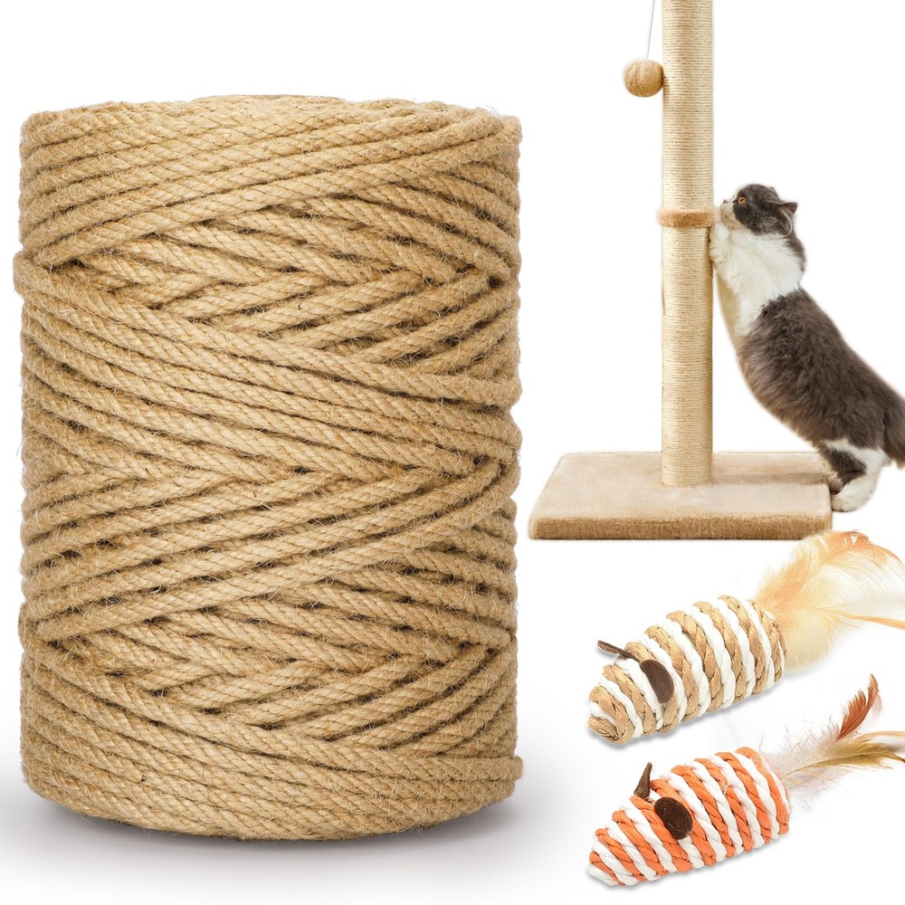 262FT/80M Cat Scratching Sisal Rope, 6mm 1/4inch Thick Natural Jute Rope for …