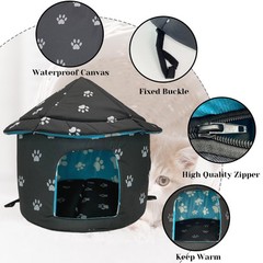 Stray Cats Shelter, Waterproof Outdoor Cat Dog House Foldable Warm Pet Cave f…