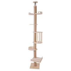 Wooden Floor to Ceiling Cat Tree Tower Natural Sisal Rope Scratching Post