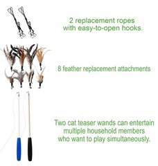 Cat Feather Toys – Natural Wand & Refills, No Chemical Dyes, Indoor Cats