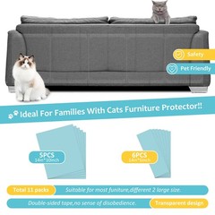 Anti Cat Scratch Furniture Protector from Cats, 11 PCS Sticky Paws, Corner Co…