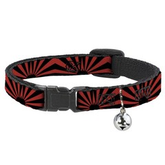 Cat Collar Breakaway with Bell Rising Sun Red/Black NARROW Fits 8.5-12″
