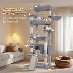 Tall Cat Tree 80-inch Multi-Level Cat Tower Indoor Cats W/ Large Baseboard