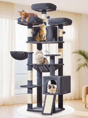 76-Inch Cat Tree XXL for Large Cats, Giant Cat Tower with Scratching Board, Extr